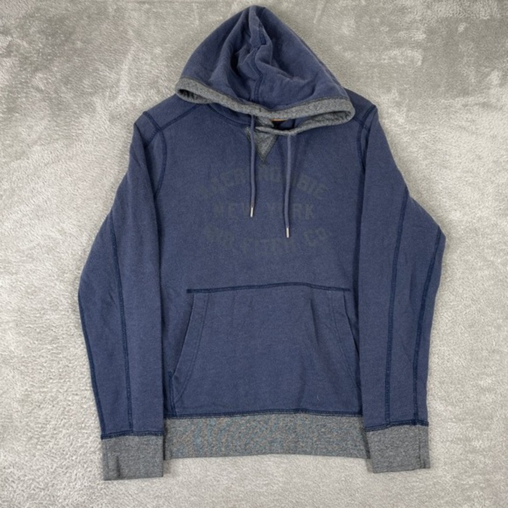 Abercrombie & Fitch Hoodie Womens XS Blue Spellout Logo Y2K‎ Preppy Pullover
